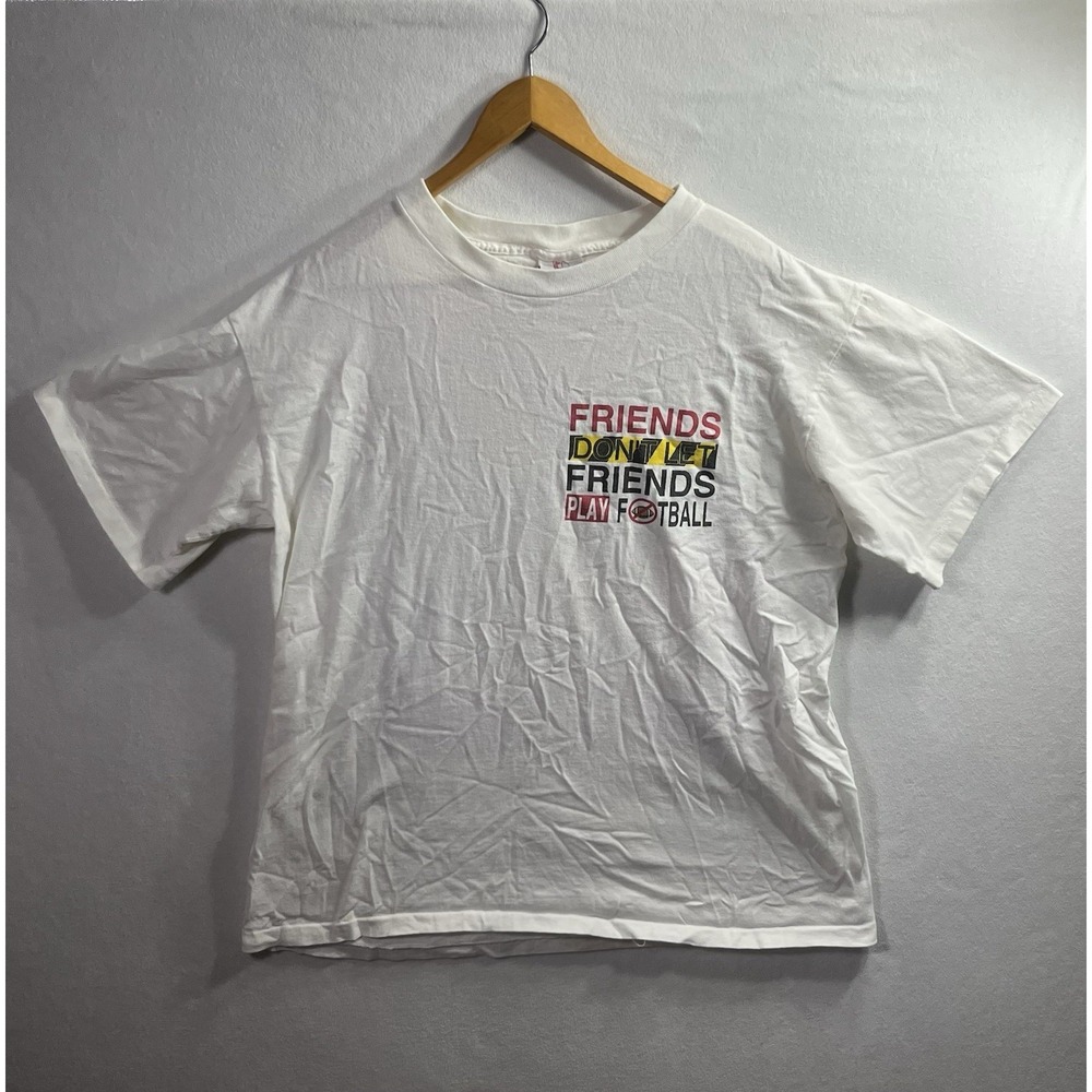 VTG Cyrk Soccer Shirt L Friends Don't Let Friends Play Football '94 2 Side READ